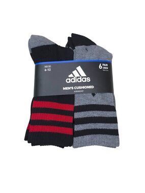 Adidas Mens Cushioned 6-Pack Crew Socks With AEROREADY Technology Black/Grey